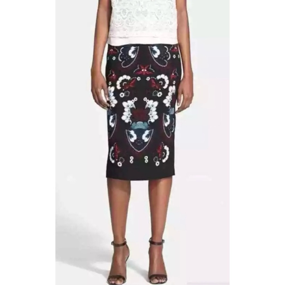 A.L.C. • Black/Multi Haley Garland Floral Silk Pencil Skirt, 2 - Picture 3 of 16